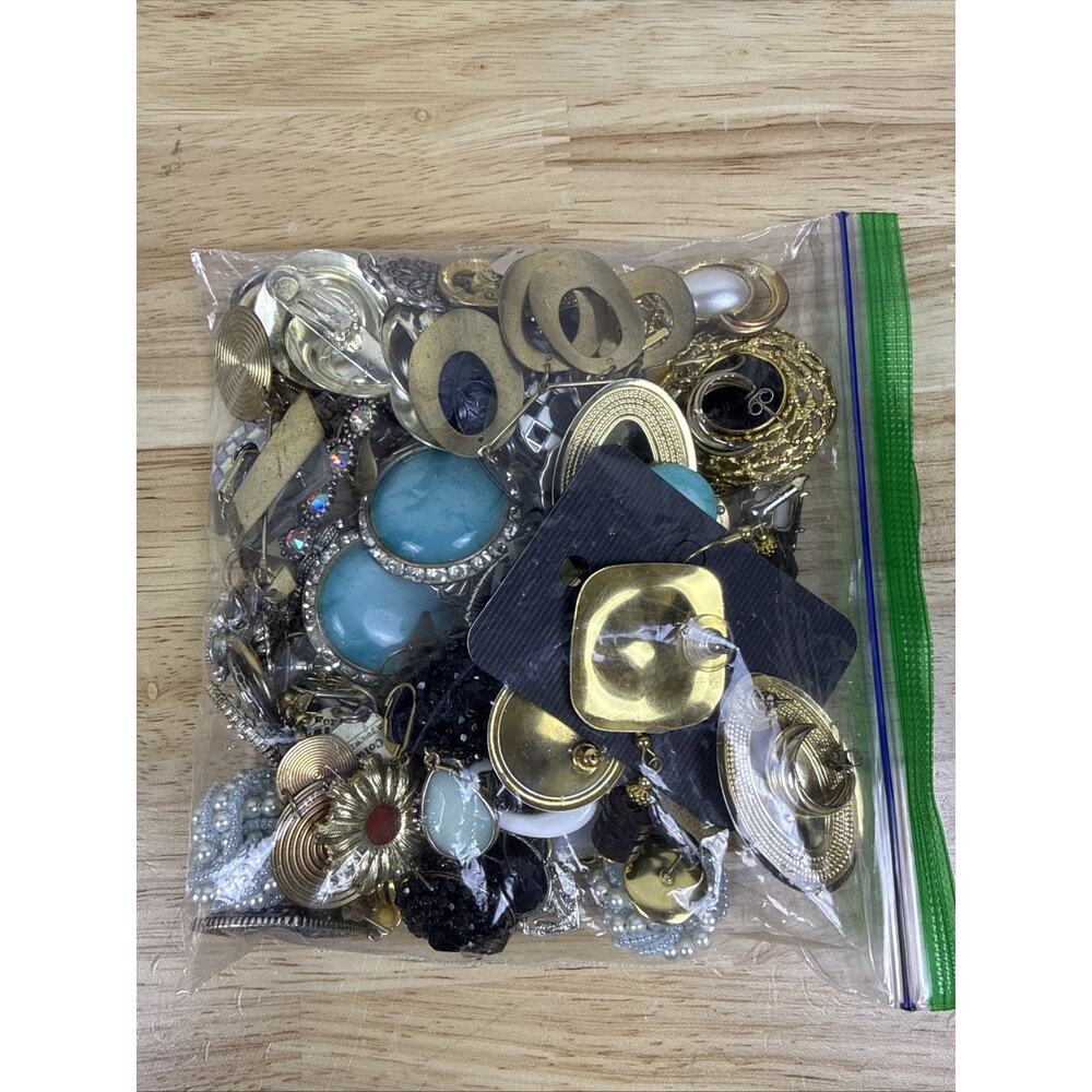 Costume Jewelry Lot almost 4 LBS! Vintage Earrings Necklaces All Wearable - Picture 2 of 10